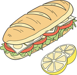 sandwich with cheese and vegetables vector illustration 