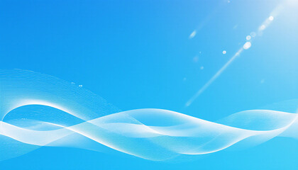  Blue Abstract Waves with Light Orbs Background