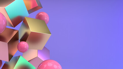 Colorful 3D Abstract Background with Cubes and Spheres