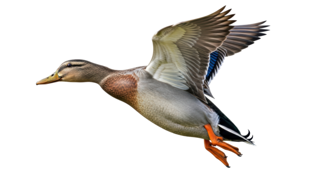 Isolated Flying Duck