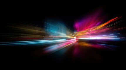Abstract Night City Lights Speed Motion Blur