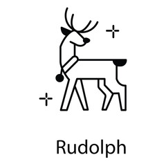 Rudolph Reindeer Christmas Vector Illustration Icon in Cute Cartoon Style