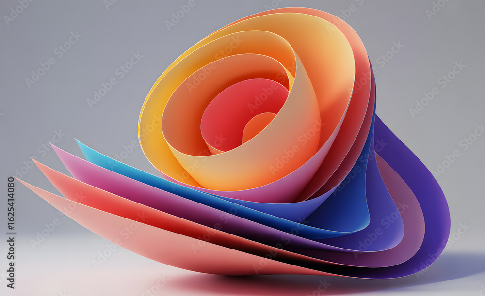 Poster abstract rainbow swirl: a visually stunning artistic display of layered, swirling, colorful paper, c