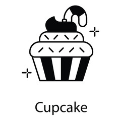 Frosted Cupcake Vector Icon for Dessert and Party Food Design