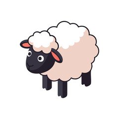 (Adorable Woolly Sheep Character Art. A whimsical graphic of a dark-faced ovine with a creamy fleece, symbolizing uniqueness. Perfect for themes of individuality.)