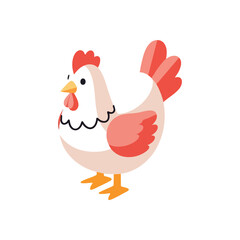 (Cute Farm Hen Illustration. This charming artwork features a stylized fowl on a stark black background. Its delightful appearance conveys warmth and simplicity.)