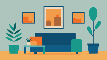 modern living room with colorful furniture