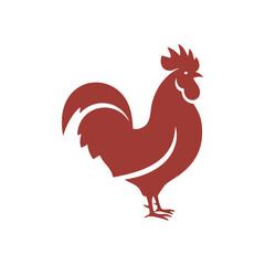 (Regal Rooster Graphic. A proud avian, this minimalist red contour embodies strength, new beginnings, and vigilance. A bold, modern emblem for diverse projects.)
