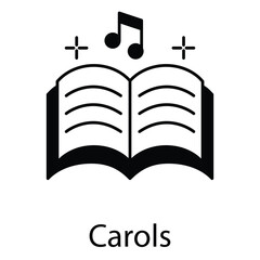 Joyful Christmas Carols Vector Icon with Singing People and Music Notes