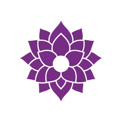 (Elegant Purple Flower Symbol. Graceful violet bloom illustration on dark background. This spiritual emblem signifies purity, wisdom, and inner peace, ideal for wellness themes.)