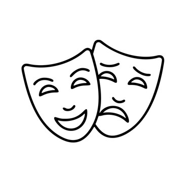 theater masks: happy and sad faces clip art preview