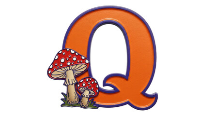 Isolated Letter Q with Mushrooms © Rowan