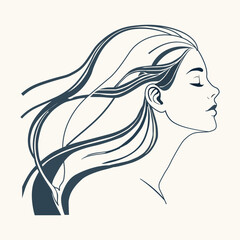 A modern single-line art of a female