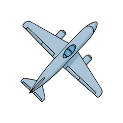 Obraz premium (Passenger Airplane Cartoon Icon. Clean, light blue aircraft graphic soaring against a dark backdrop, symbolizing distant travels, freedom, and aspirational adventures.)