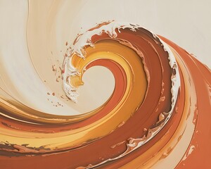 Abstract swirling wave design in shades of brown and cream, resembling a chocolate or coffee vortex, Generative AI