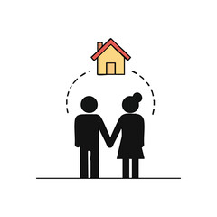 (Love and Home Security. An illustration of a devoted partnership achieving their dwelling aspirations. Represents shared goals, stable future, and property endeavors.)