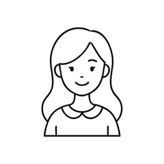 (Smiling Female Character Illustration. This delightful minimalist graphic depicts a joyful lady. Its clean lines and simple style embody a welcoming, innocent presence, perfect for digital profiles.)