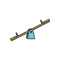 (Playground Seesaw Equipment Icon. Simple graphic of a teeter totter, depicting an outdoor play device. Represents childhood amusement, equilibrium, and shared experiences.)