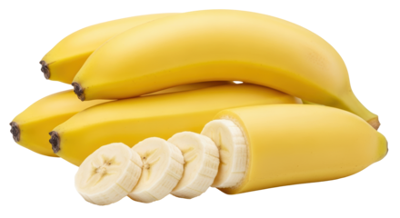 Isolated Bunch of Bananas with Sliced Pieces