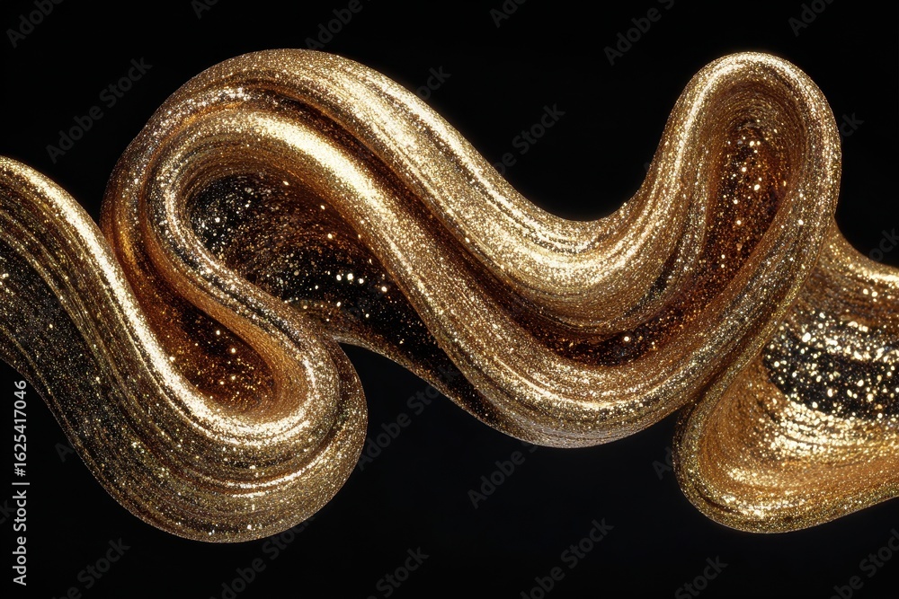 Aufkleber glittering stream of gold and silver flows across a dark background, creating an abstract design