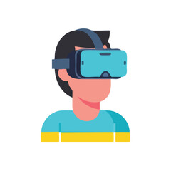 (Digital Immersion Virtual Reality. A vibrant illustration of an individual experiencing immersive cyber realms. This image symbolizes modern technology, innovation, and futuristic interaction.)