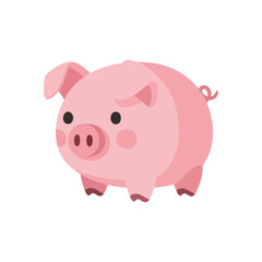 (Cute Cartoon Pink Pig Illustration. This adorable farm animal graphic showcases a delightful rosy character. A symbol of fortune, prosperity, and joy. Perfect for kids projects or playful designs.)