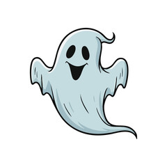 (Friendly Cartoon Ghost Character. This amiable apparition brings a cheerful vibe, perfect for festive celebrations. Its gentle smile symbolizes fun, not fear.)