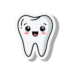 (Happy Smiling Tooth Illustration. This cheerful dental character promotes oral hygiene and good oral care. An adorable graphic symbolizing a healthy, clean, and positive approach to teeth.)