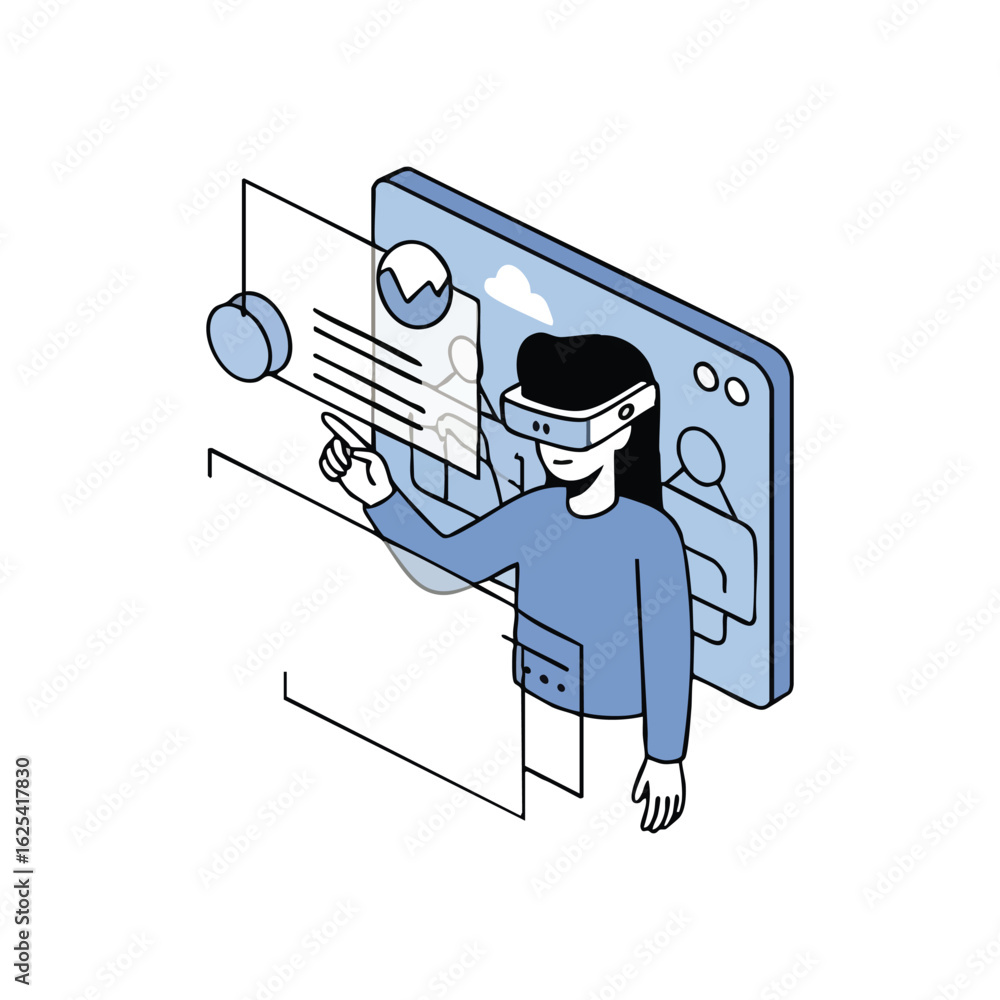 Poster (immersive virtual data interface. explore a futuristic individual interacting with digital informat