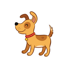 Obraz premium (Happy Cartoon Dog Pet Character. This cheerful illustrated canine radiates joy and companionship. Ideal for children, animal lovers, and friendly designs.)