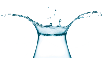 Water Crown: A captivating image showcases a water crown as droplets ascend in graceful arching sprays. Capturing the dynamic fluidity and purity of water in a freeze frame moment. 