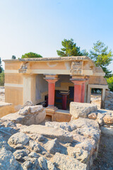 deatil of ancient ruines of famouse Knossos palace at Crete, Greece