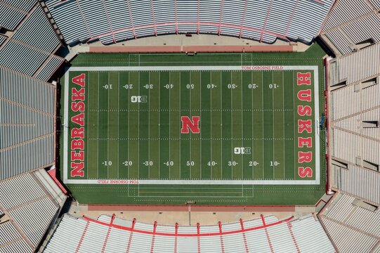 Top Down Drone Shot of Nebraska Cornhuskers Field