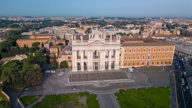 Aerial View of Basilica of San Giovanni in Laterano in Rome, Italy