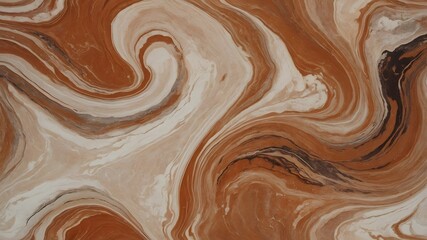 Terracotta beige marble swirl texture in abstract fluid art style