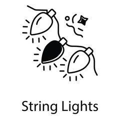 Holiday String Lights Vector Icon Design for Winter Party Decoration Themes