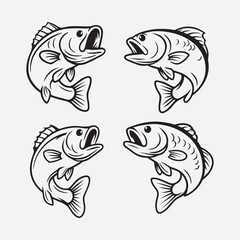 Black and White Jumping Fish Illustration