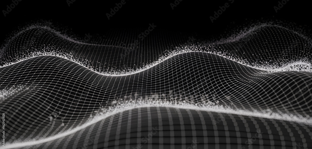 Poster abstract digital waves: a sleek and mesmerizing digital artwork showcasing undulating waves of inter
