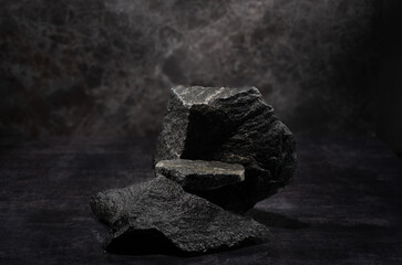 real stones with texture for product presentation podium. podium background with natural stones for...