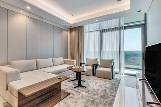 Inviting vacation rental apartment with fully furnished, contemporary interiors. Vacation rental collection or series.