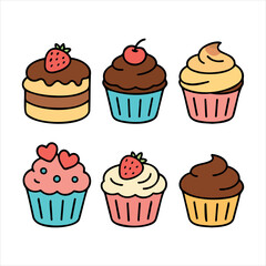 set of vector Cupcake Icon 