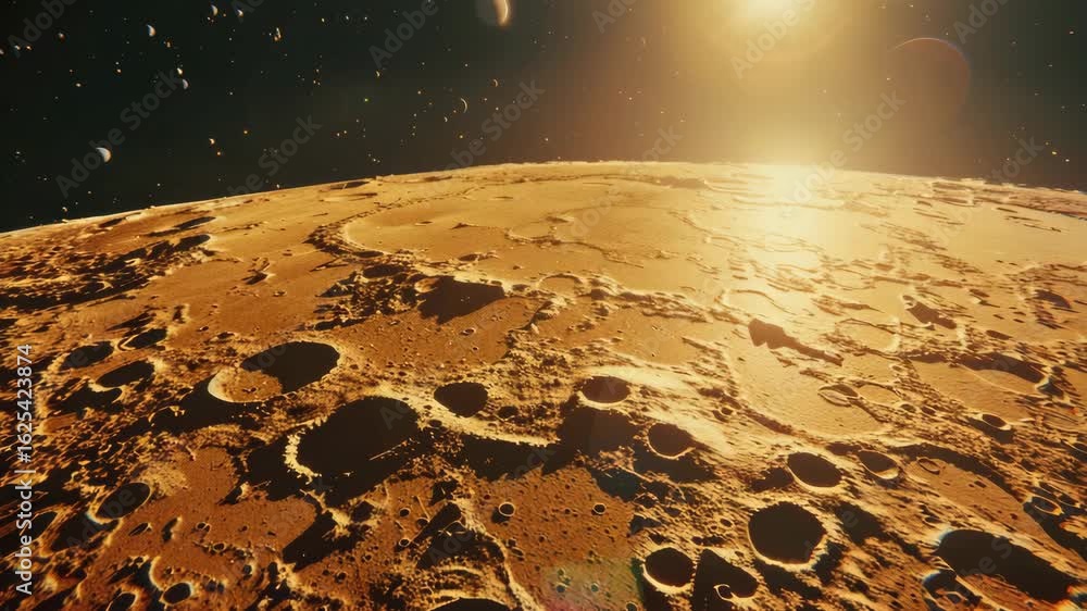 Sticker a planet with a lot of craters on it. the planet is yellow. the craters are of different sizes