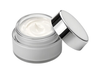 Facial cream jar mockup with glossy lid, isolated on white