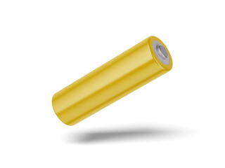 Perfectly cut-out image of yellow AA battery with icons and drop shadow - View #2 - Isolated background and shadow - Exclusive Mockups for Branding and Packaging Design