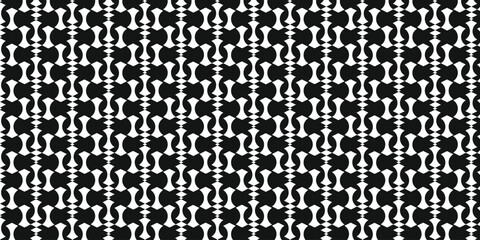 Seamless pattern with abstract chess motif in white with black background