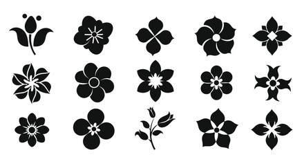 Set of Black Floral Icons and Designs