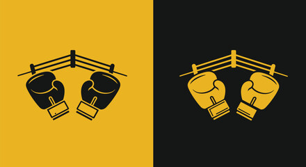 Boxing Gloves and Ring Logo Design