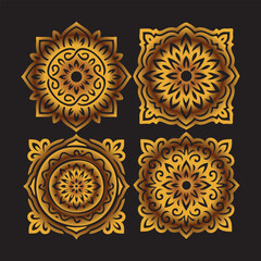 Golden Ornamental Mandala on Black Background
