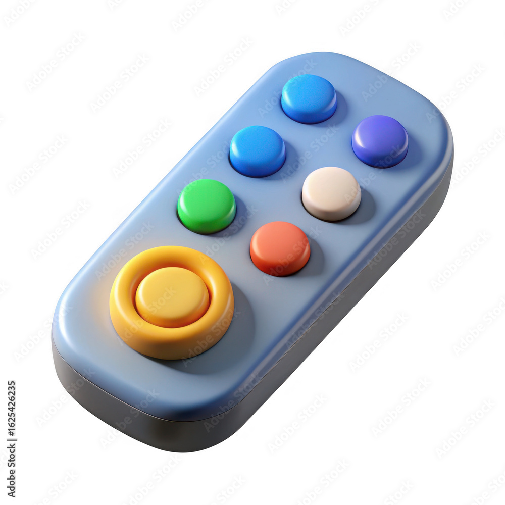 Poster 3d retro game controller with colorful buttons isolated on transparent background