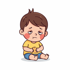 Cartoon Handdrawn Little Boy Unwell Condition Character Illustration Graphic